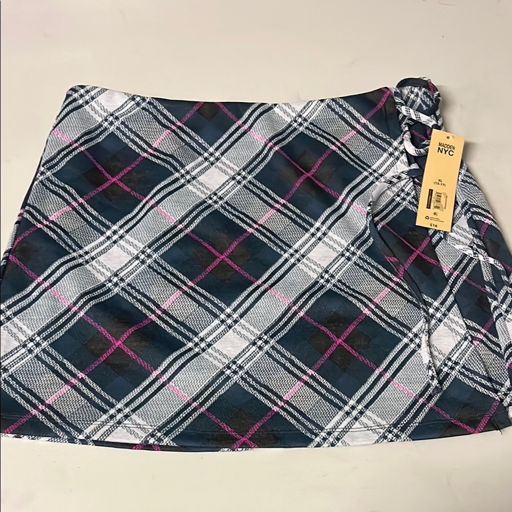 NYC Pink, Black and White Wrap Mini Skirt Casual